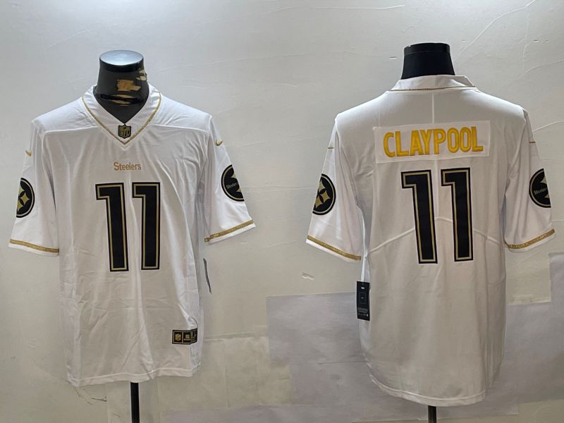 Men Pittsburgh Steelers #11 Claypool White Gold 2024 Nike Limited NFL Jersey style 12303->cincinnati bengals->NFL Jersey